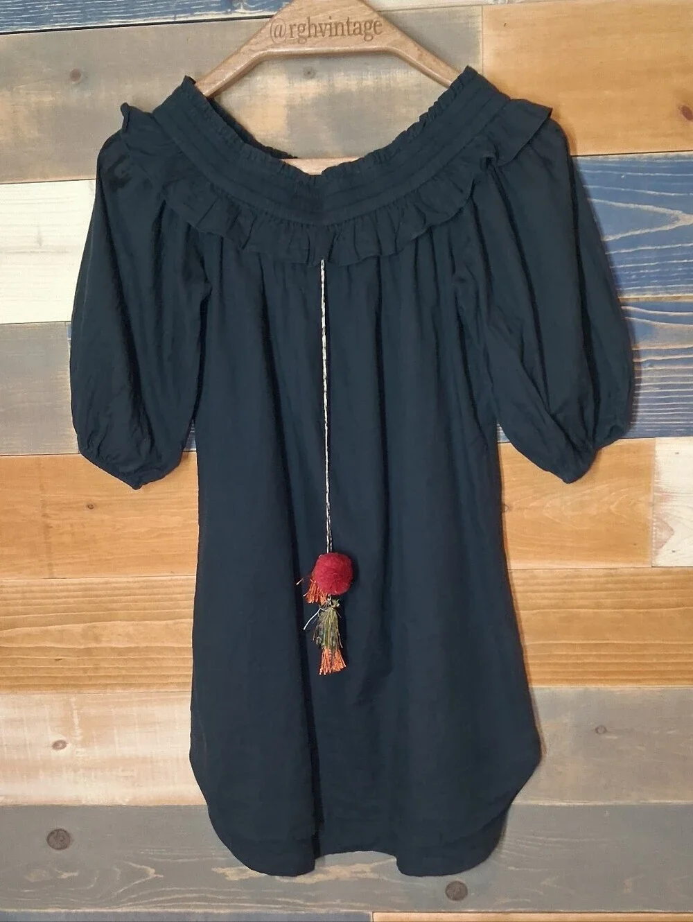MISA Los Angeles Dress| Mini Tassel Dress | XS Navy Bohemian